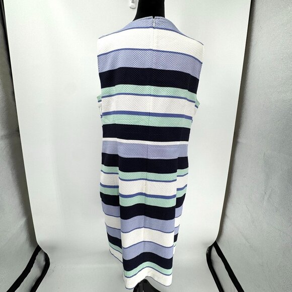 Talbots‎ Sleeveless Textured Sheath Dress Women 16 Old Money Nautical Preppy - Picture 7 of 8